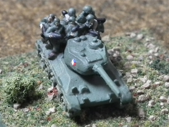 T-34/85s with riders from the front